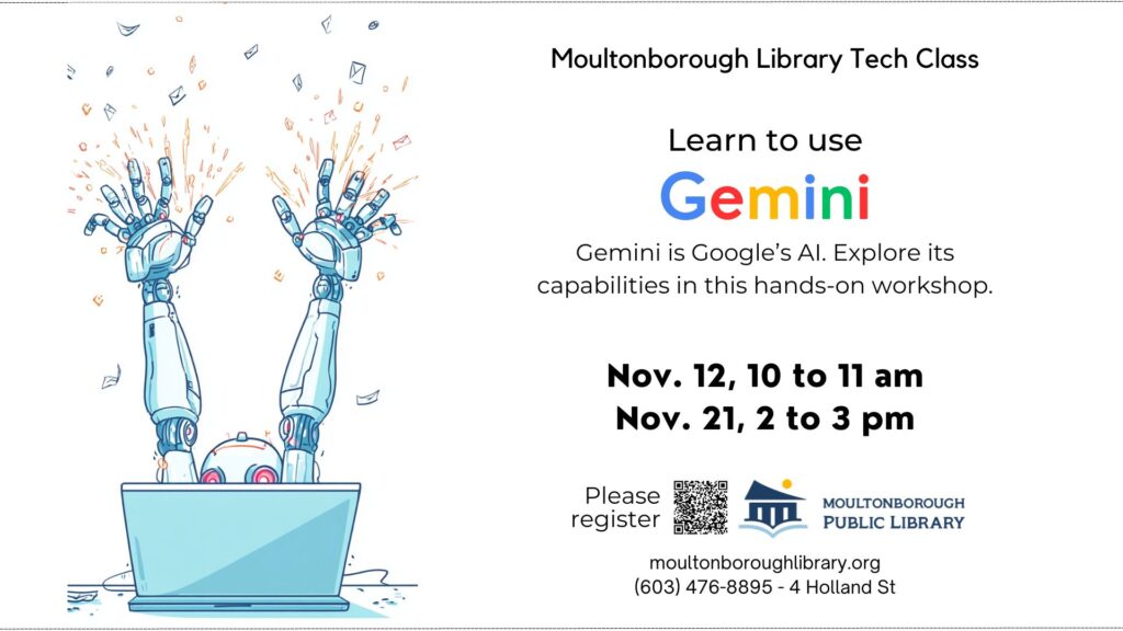 November 21, Learn to use Google's AI, 2 to 3 pm