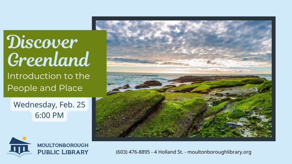 event poster includes a photo of a Greenland landscape