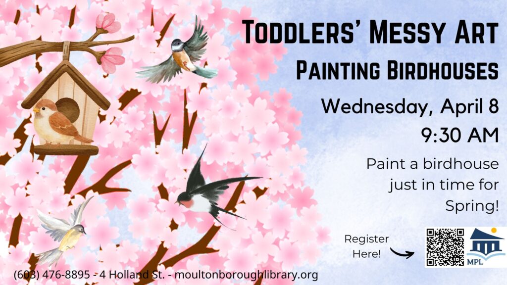 Poster for toddler's messy art: Painting birdhouses