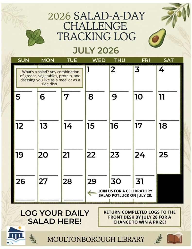 Salad a Day tracking log has a grid of 31 days to log your daily salads.
