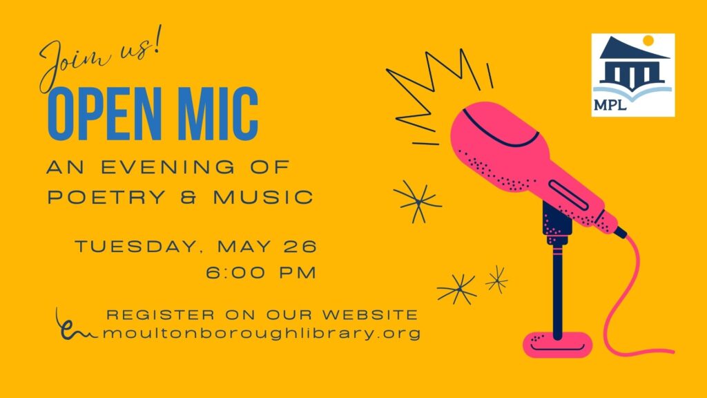 poster for event features a bright bright pink microphone cartoon. 
