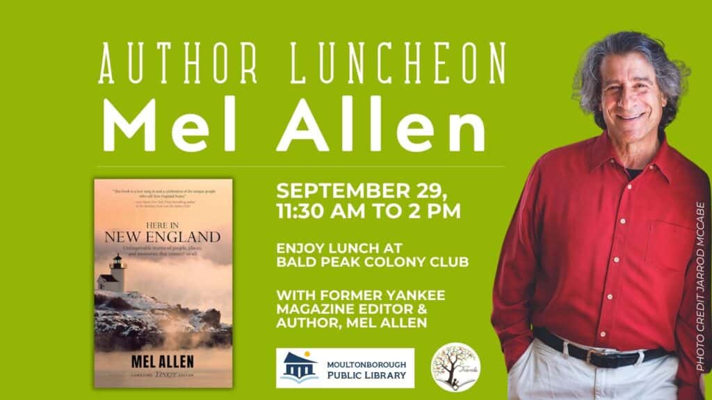 Poster for Author Luncheon with Mel Allen on September 29.