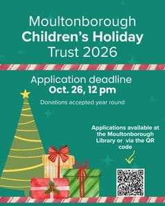 poster for Santa Fund stating application deadline is October 26, 12 pm. Applications available on this website, or at the library.